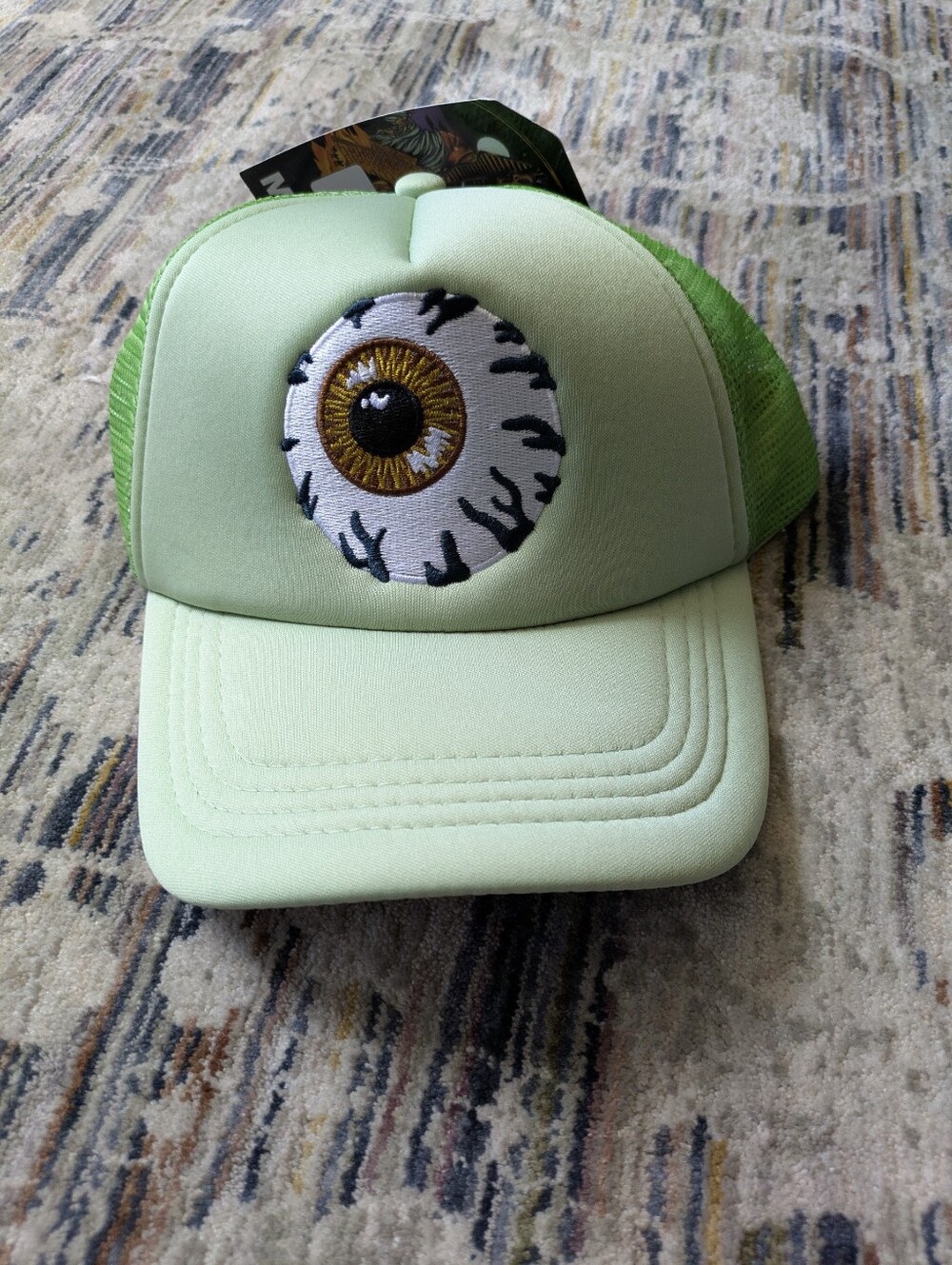 Mishka Keep Watch Eyeball Trucker Hat Khaki/Mint NWT OS